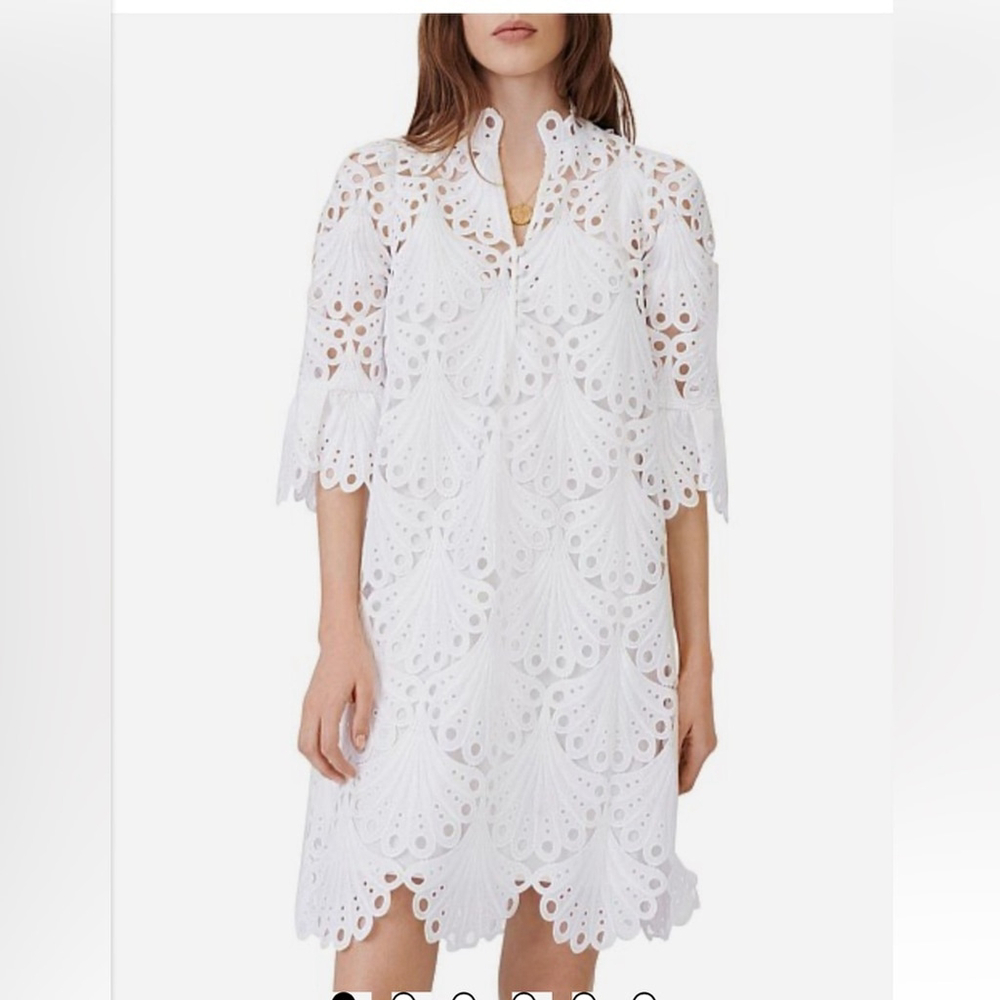 guipure lace dress with a large pattern White Eyelet
